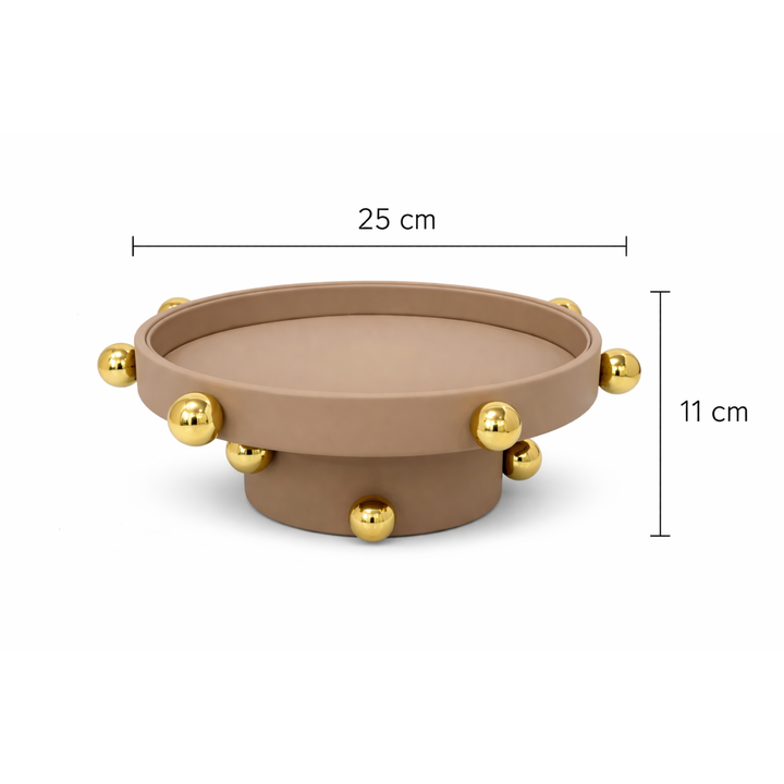 Présentoir Rond en Daim Beige 25x11cm