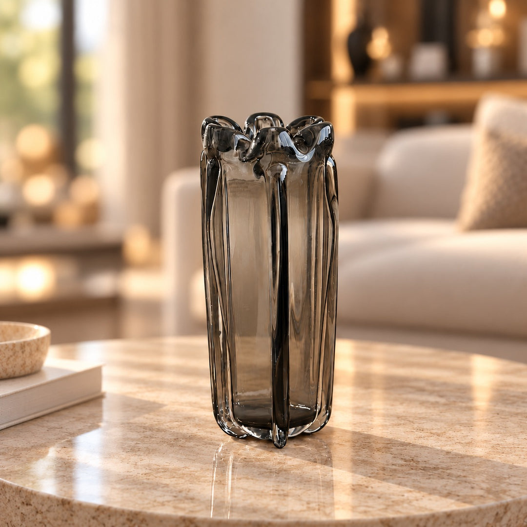 Vase en verre transparent noir 30cm