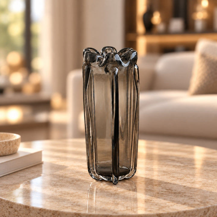 Vase en verre transparent noir 30cm