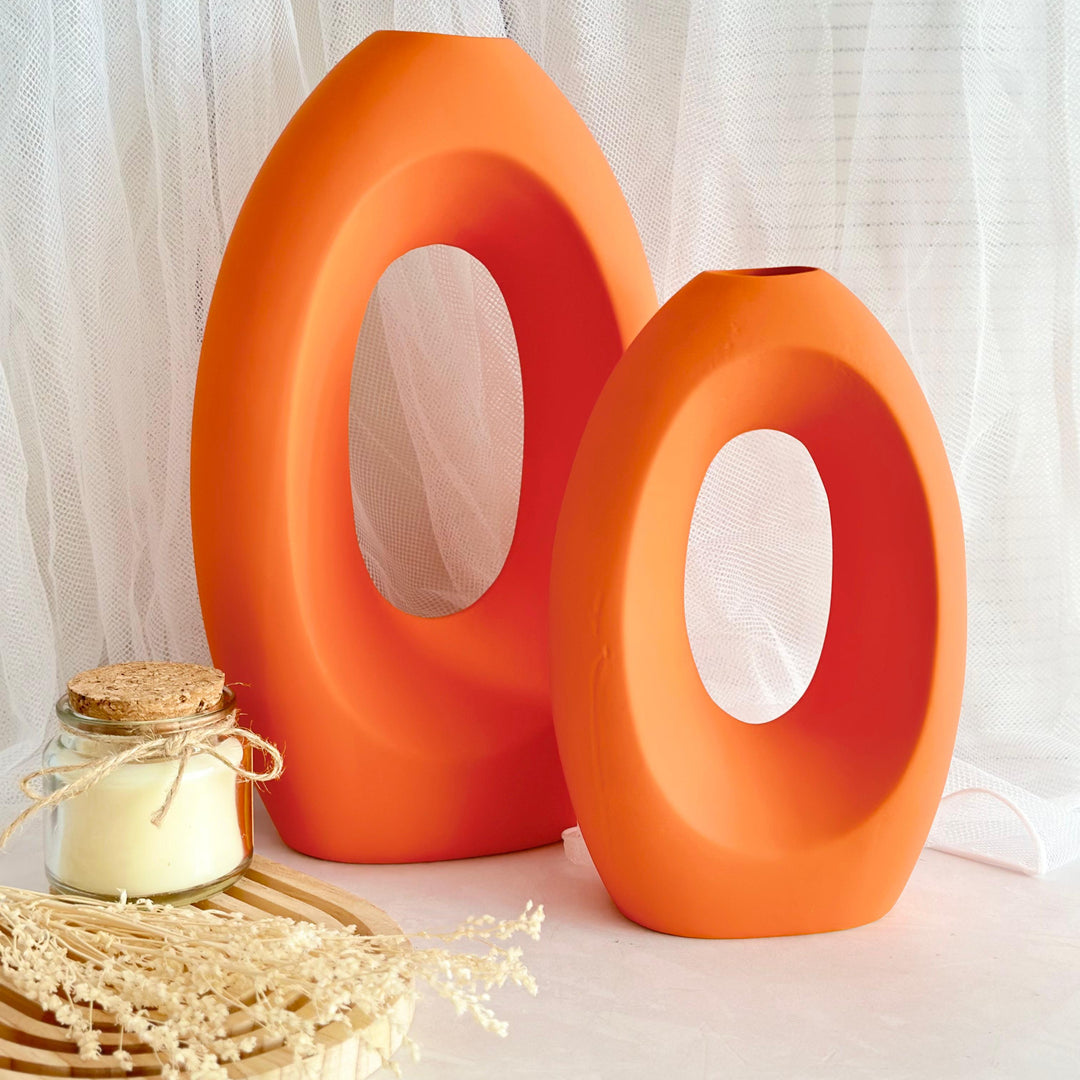 Vase en céramique orange 28x16cm