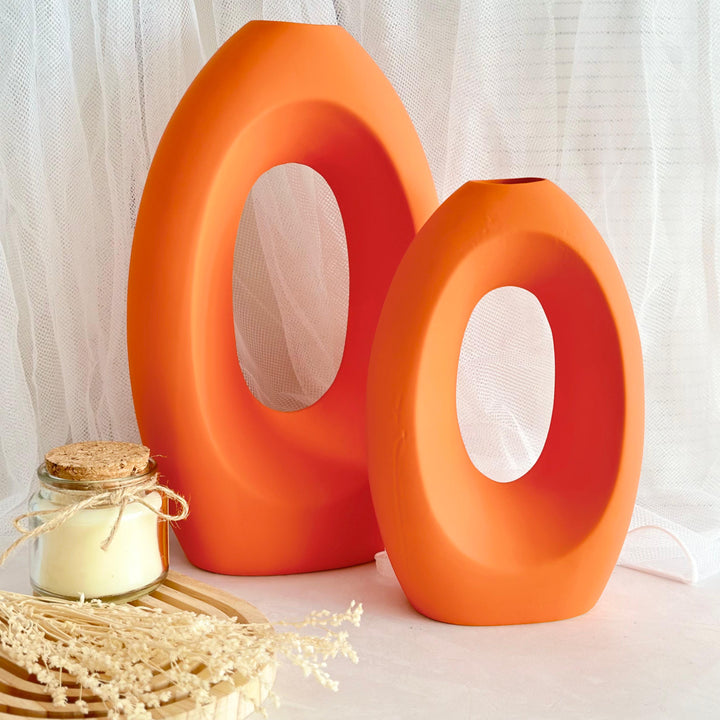 Vase en céramique orange 28x16cm