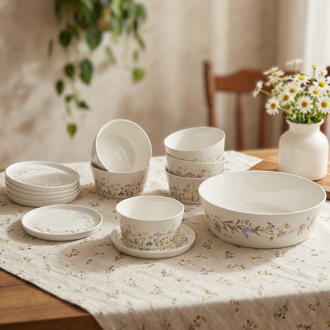 Set saladier 23cm + 6 bols 12cm + 6 assiettes 14cm