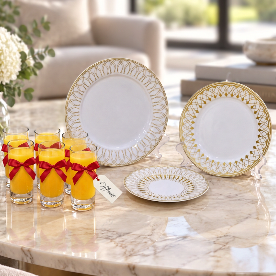 Service de table GHK 36pcs modèle 3 + 6 verres à jus 280ML gratuits