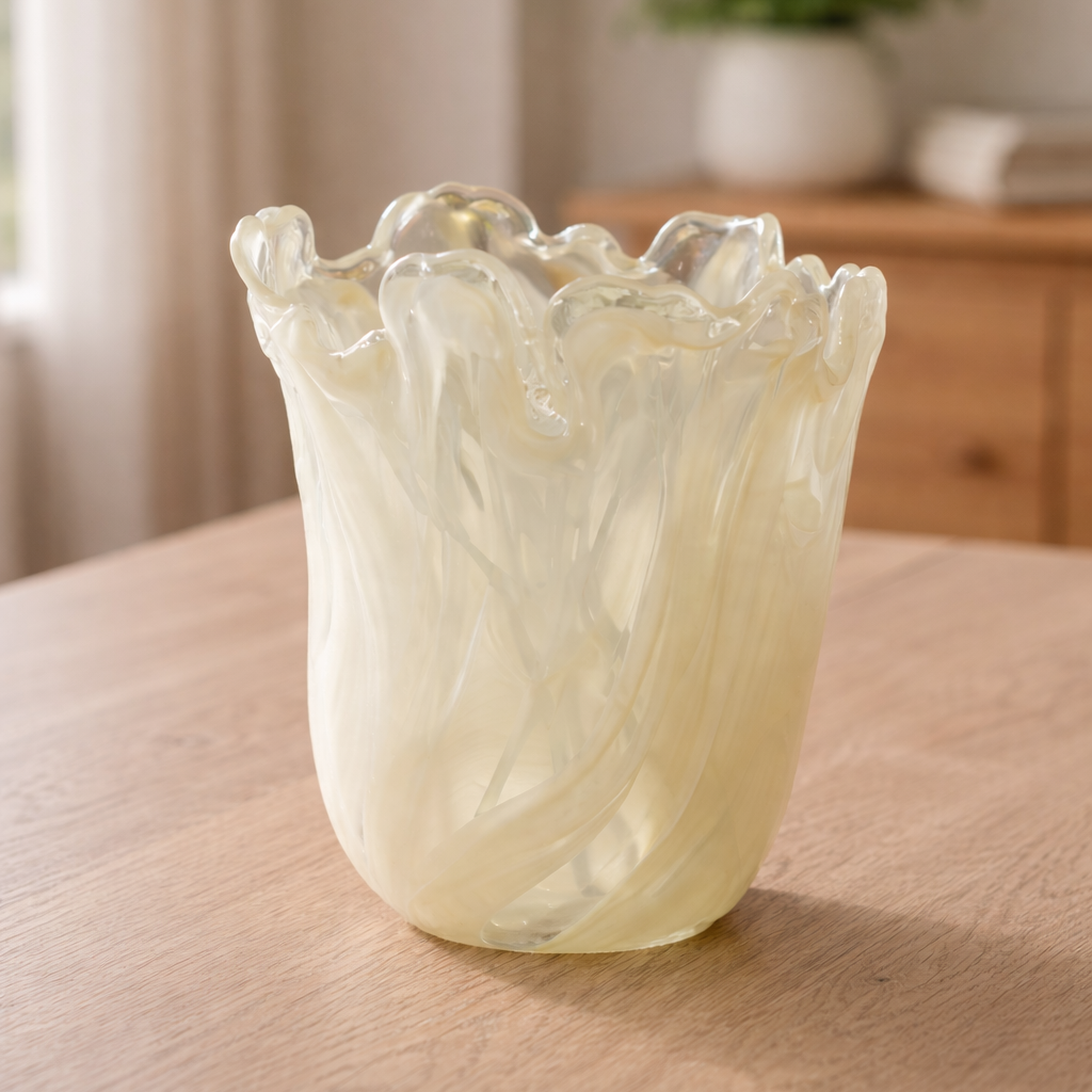 Vase décoratif en verre jaune 18x15cm