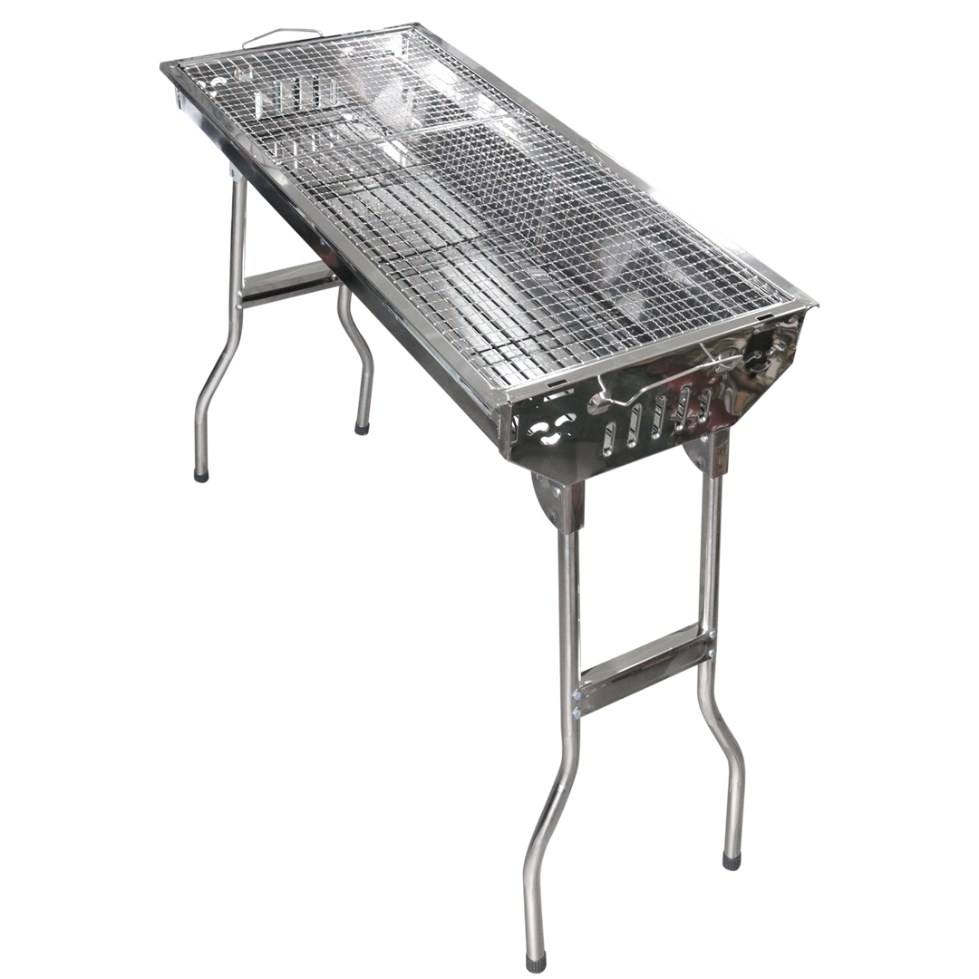 Barbecue à charbon en inox 73x33x70cm
