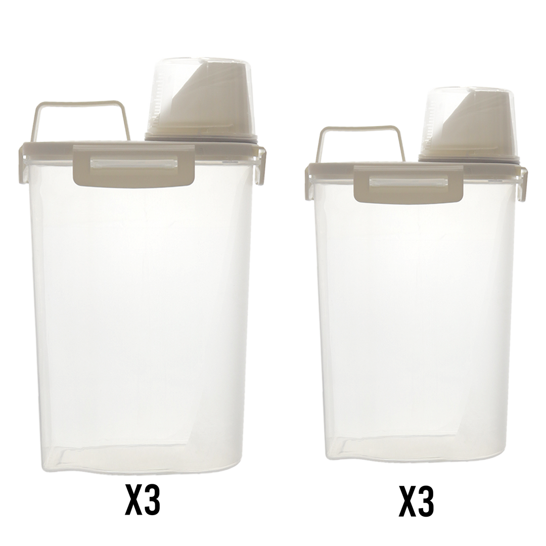 Set 6 boîtes céréales en plastique 3x2L + 3x 2,50L