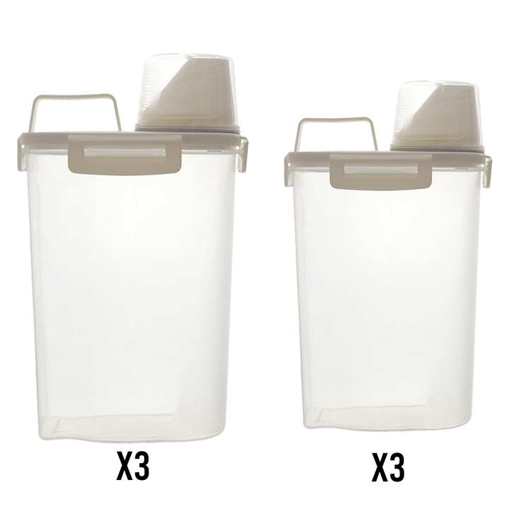 Set 6 boîtes céréales en plastique 3x2L + 3x 2,50L