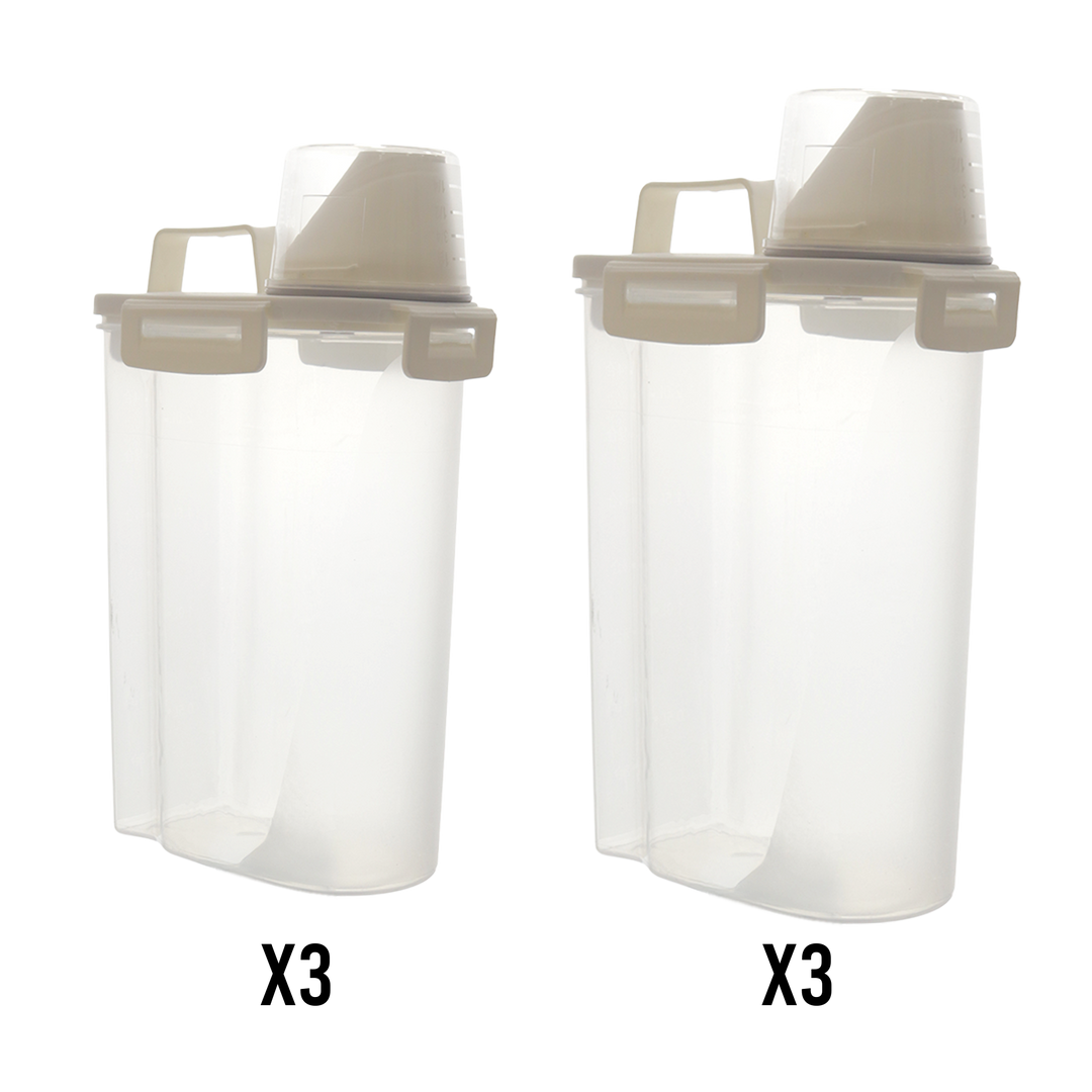 Set 6 boîtes céréales en plastique 3x2L + 3x 2,50L
