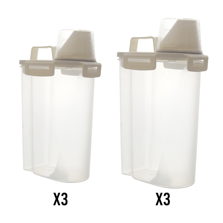Set 6 boîtes céréales en plastique 3x2L + 3x 2,50L