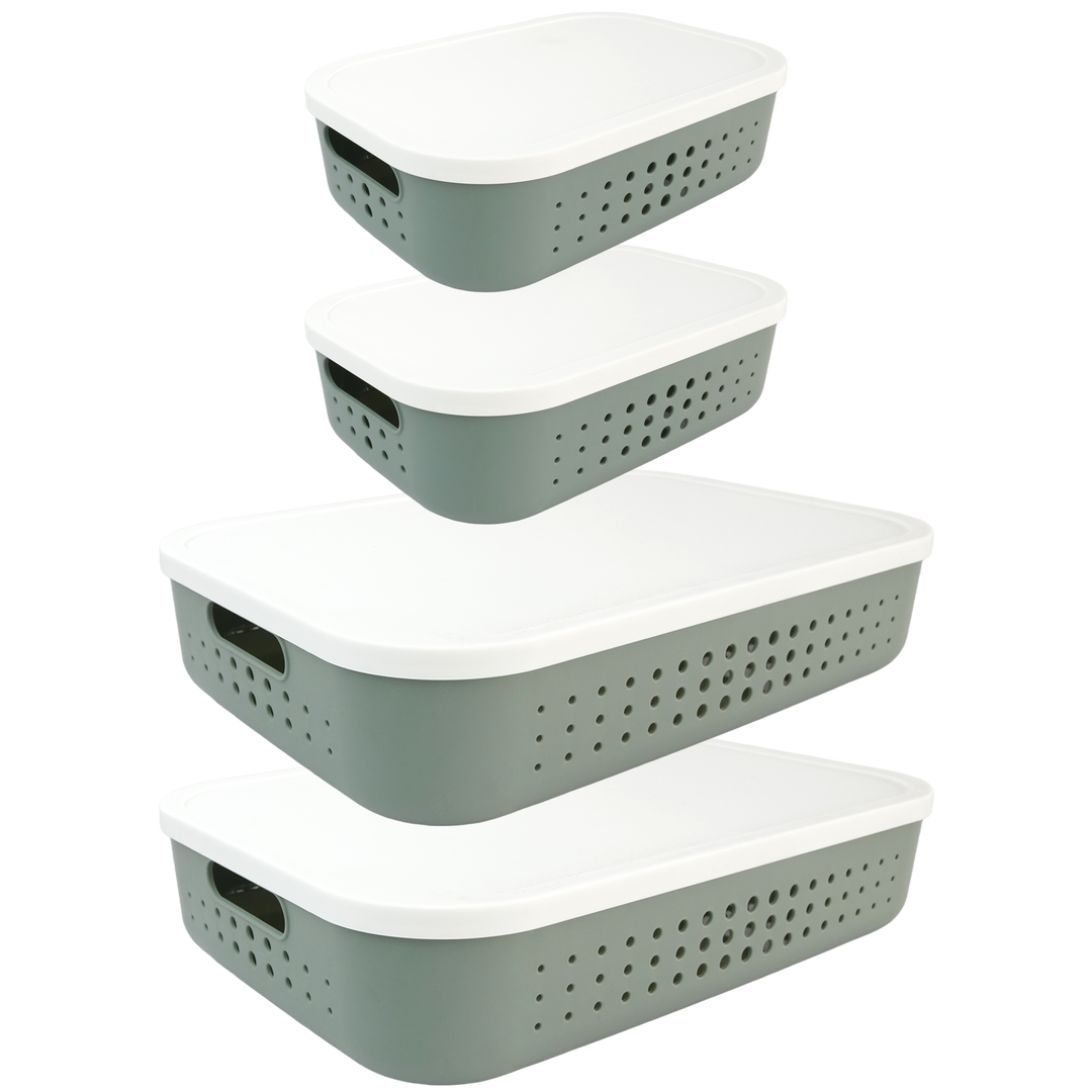 Set 2 paniers de rangement 3,2L + 2 paniers 6,8L