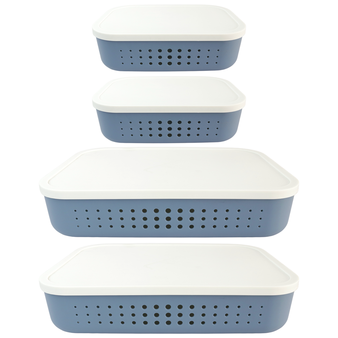 Set 2 paniers de rangement 3,2L + 2 paniers 6,8L