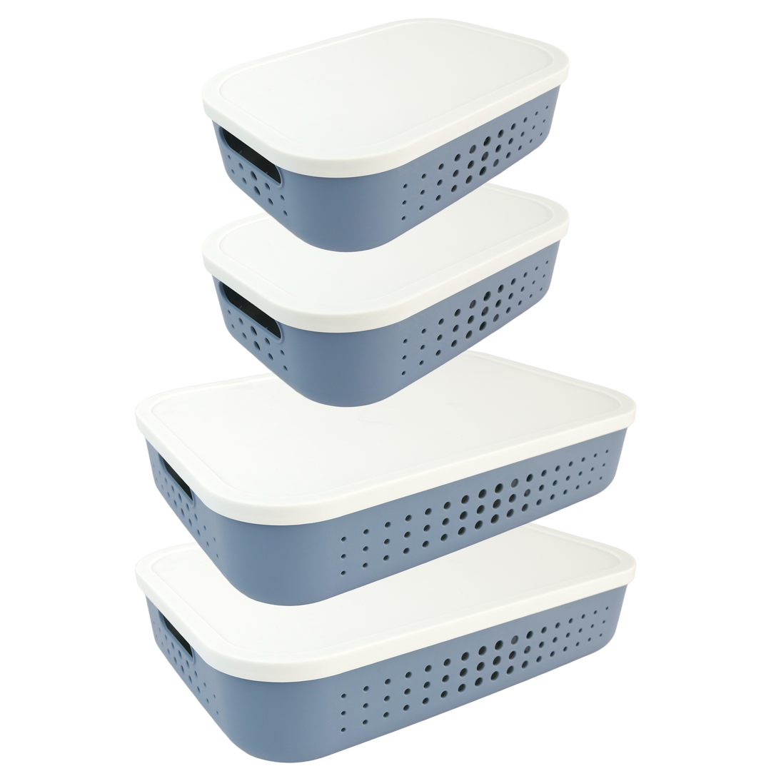 Set 2 paniers de rangement 3,2L + 2 paniers 6,8L
