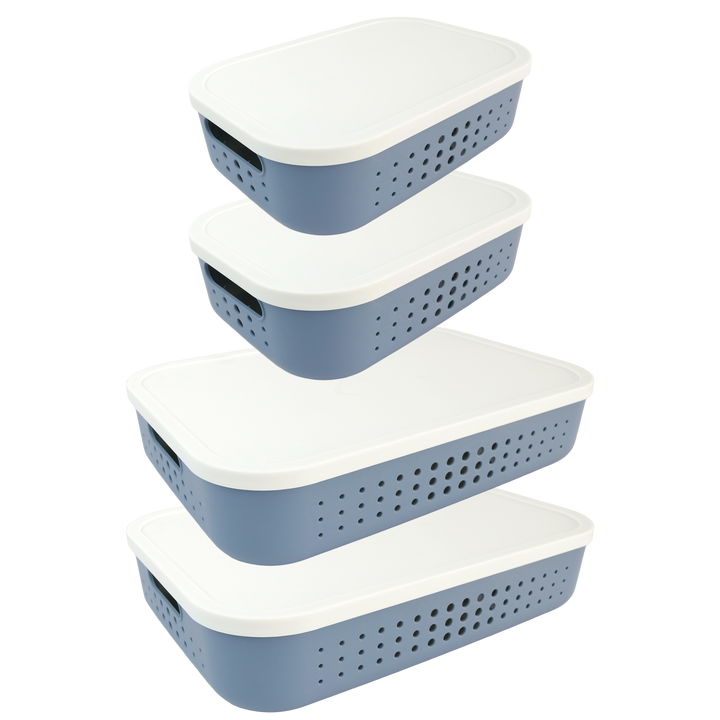 Set 2 paniers de rangement 3,2L + 2 paniers 6,8L