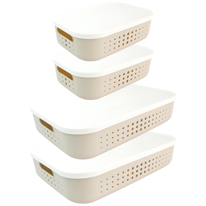Set 2 paniers de rangement 3,2L + 2 paniers 6,8L