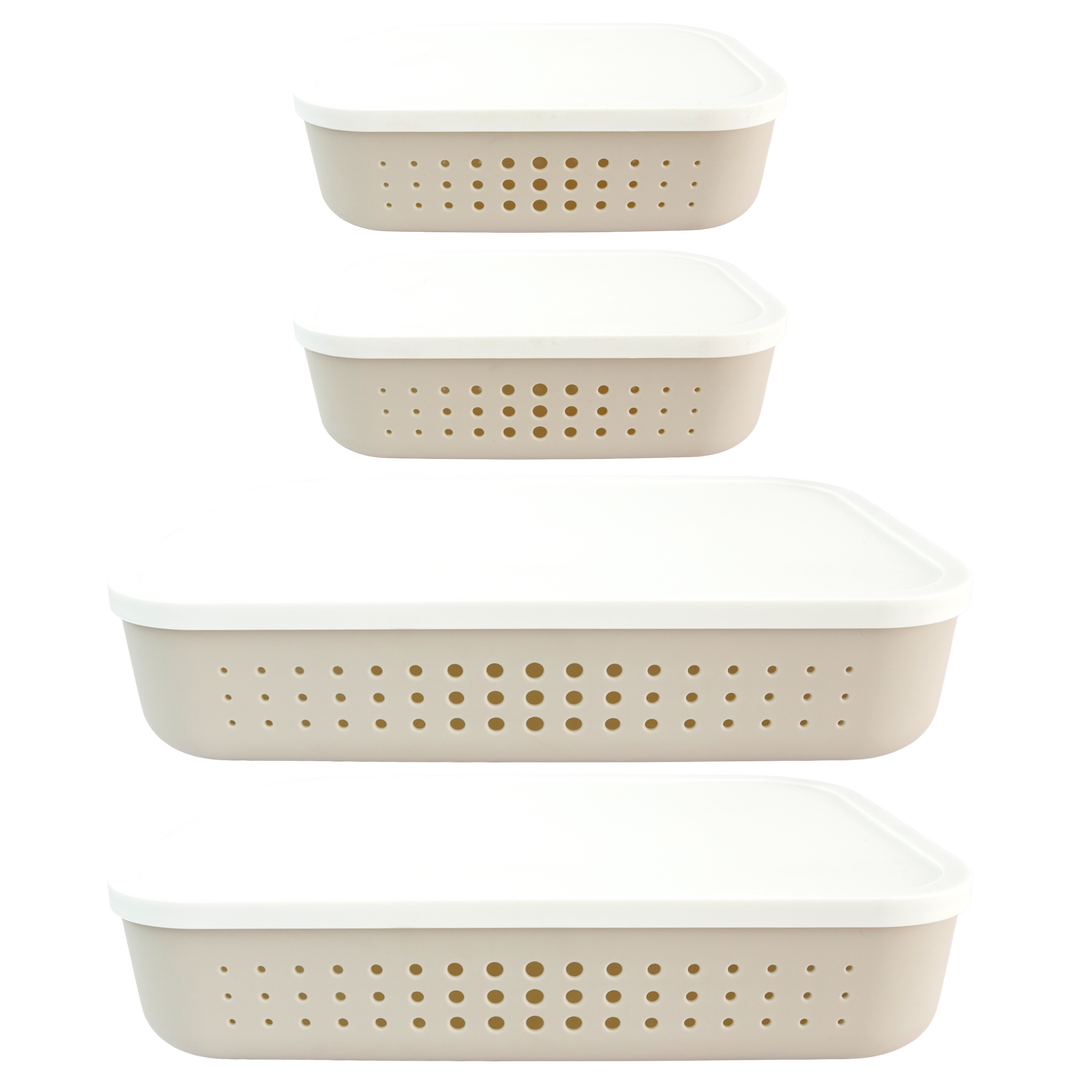 Set 2 paniers de rangement 3,2L + 2 paniers 6,8L