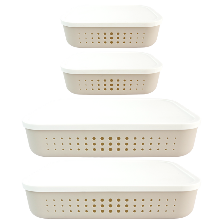 Set 2 paniers de rangement 3,2L + 2 paniers 6,8L