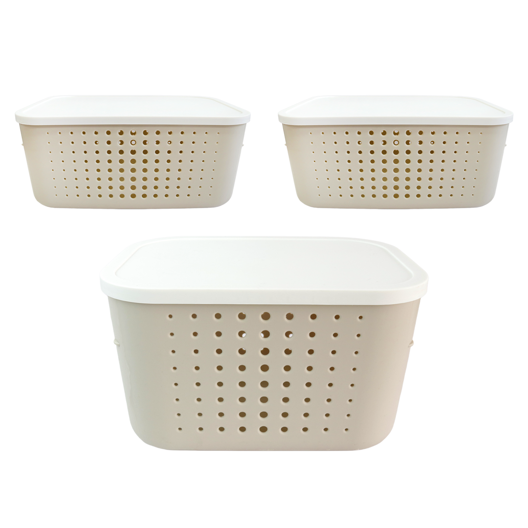 Set 2 paniers de rangement 6,2L + 1 panier 13,4L