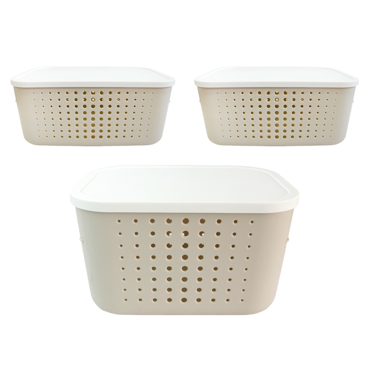 Set 2 paniers de rangement 6,2L + 1 panier 13,4L
