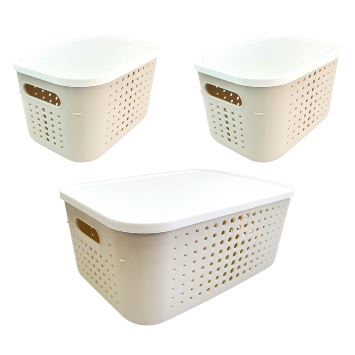 Set 2 paniers de rangement 6,2L + 1 panier 13,4L