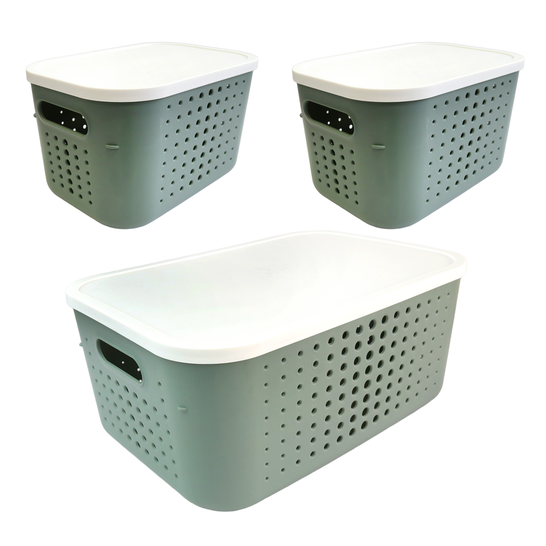 Set 2 paniers de rangement 6,2L + 1 panier 13,4L