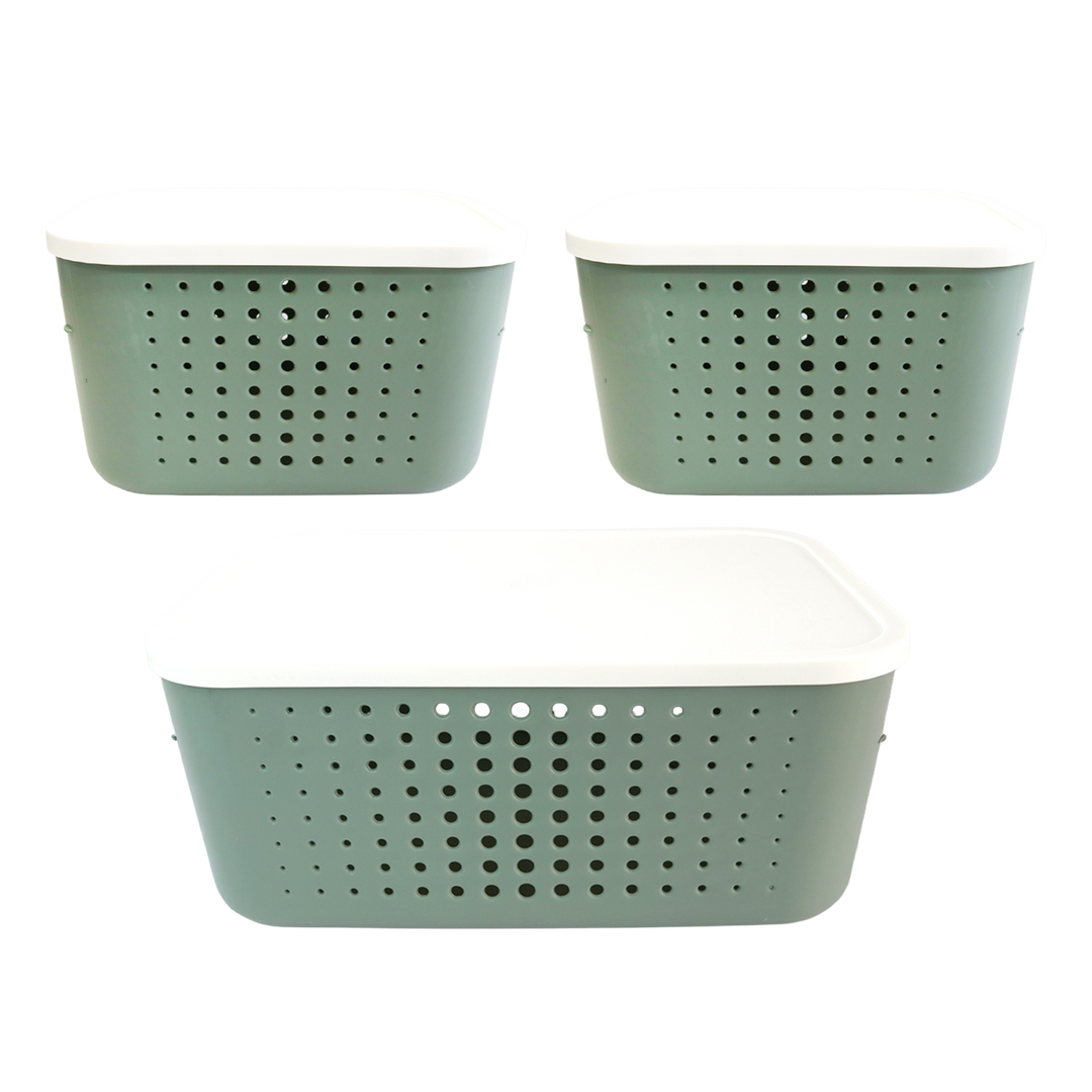 Set 2 paniers de rangement 6,2L + 1 panier 13,4L