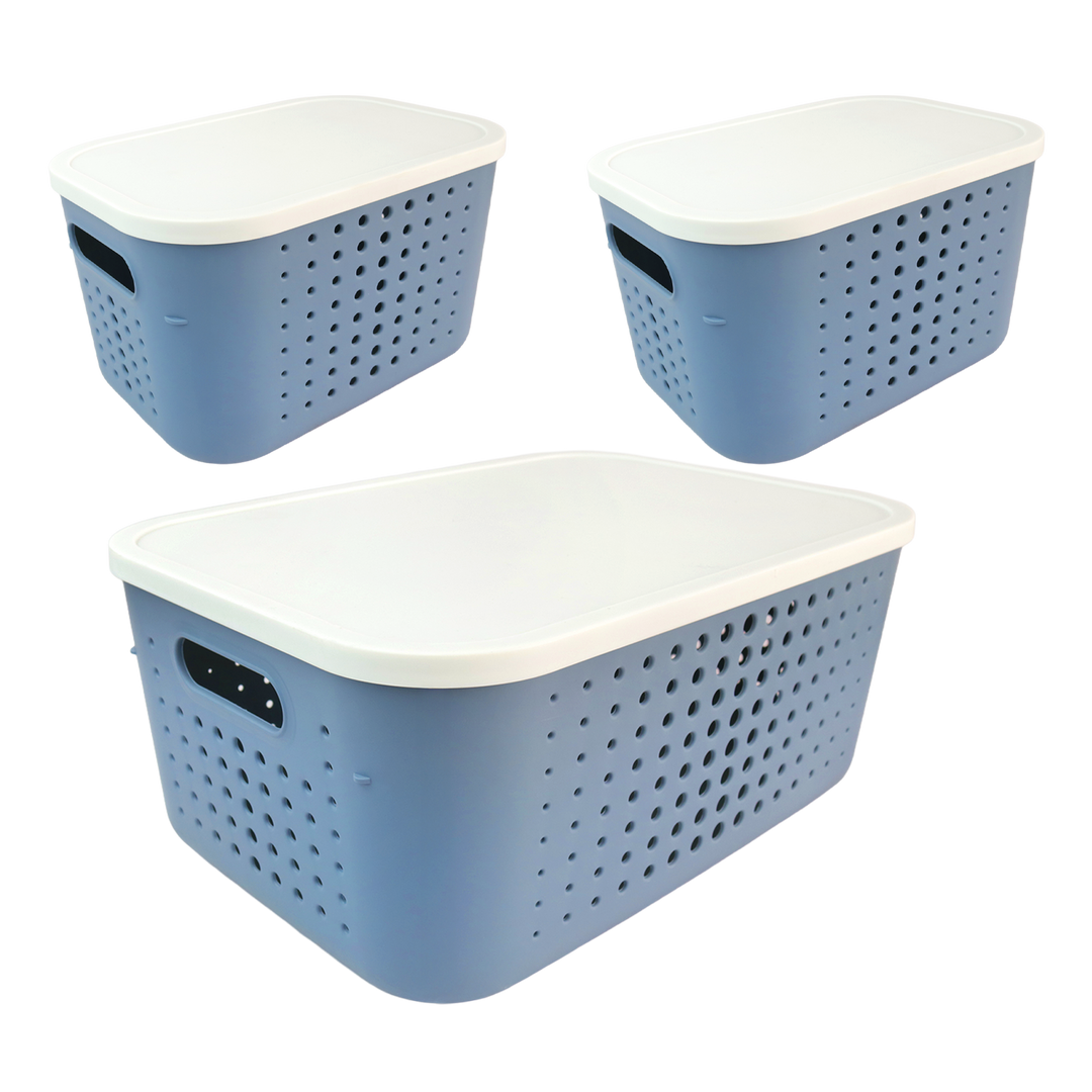 Set 2 paniers de rangement 6,2L + 1 panier 13,4L