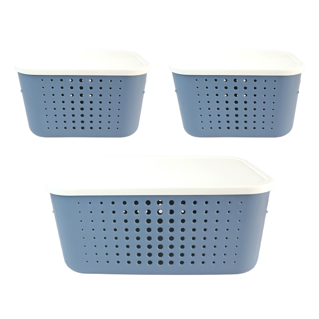 Set 2 paniers de rangement 6,2L + 1 panier 13,4L