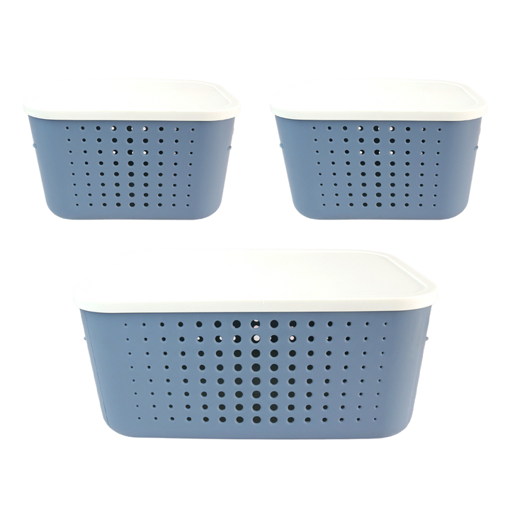 Set 2 paniers de rangement 6,2L + 1 panier 13,4L