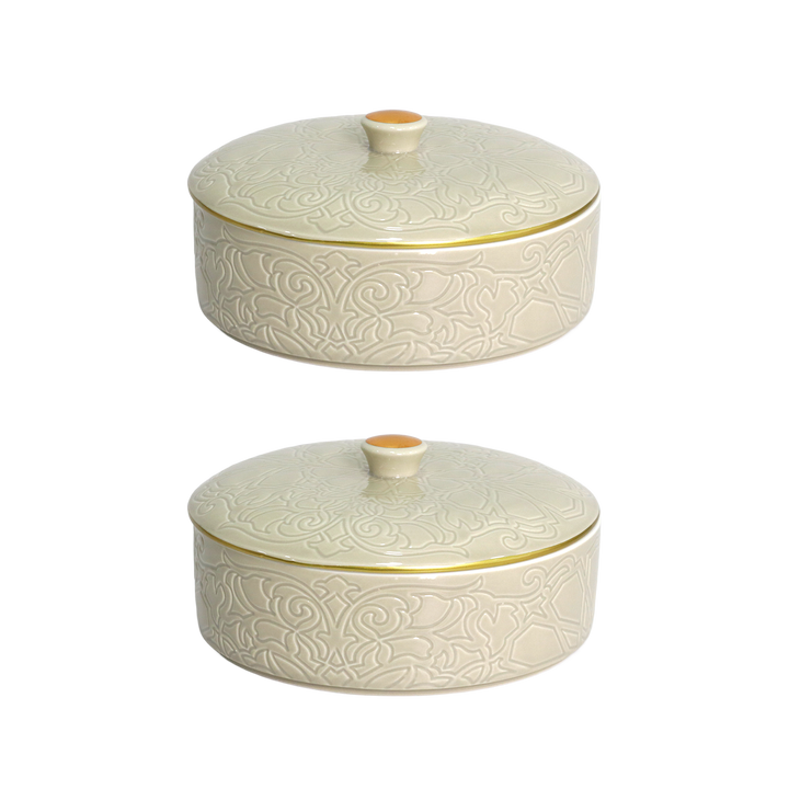 Set 2 Bonbonnières en Céramique 18cm Beige