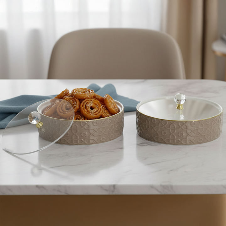 Set 2 Bonbonnières en Céramique 18cm Marron