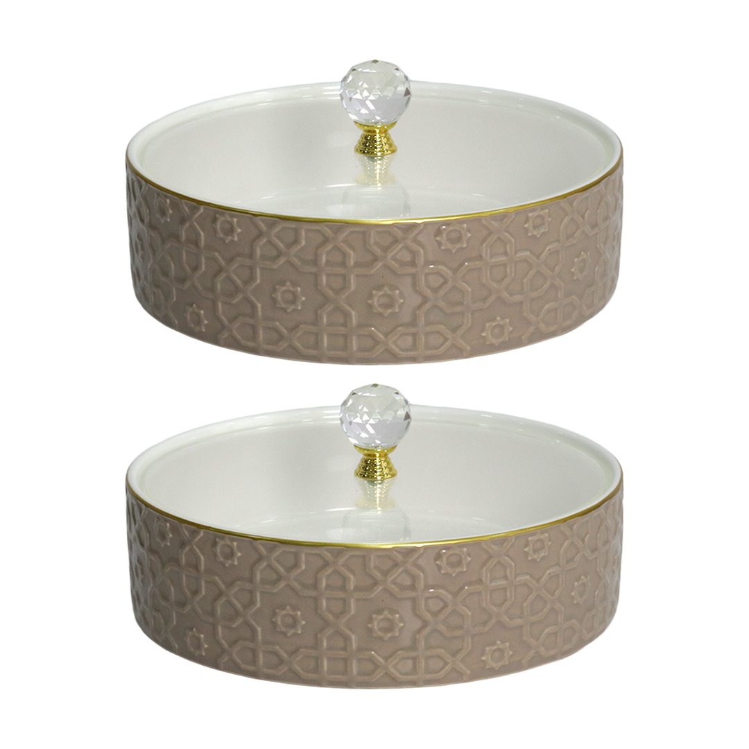 Set 2 Bonbonnières en Céramique 25cm Marron