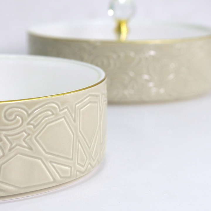 Set 2 Bonbonnières en Céramique 18cm Beige