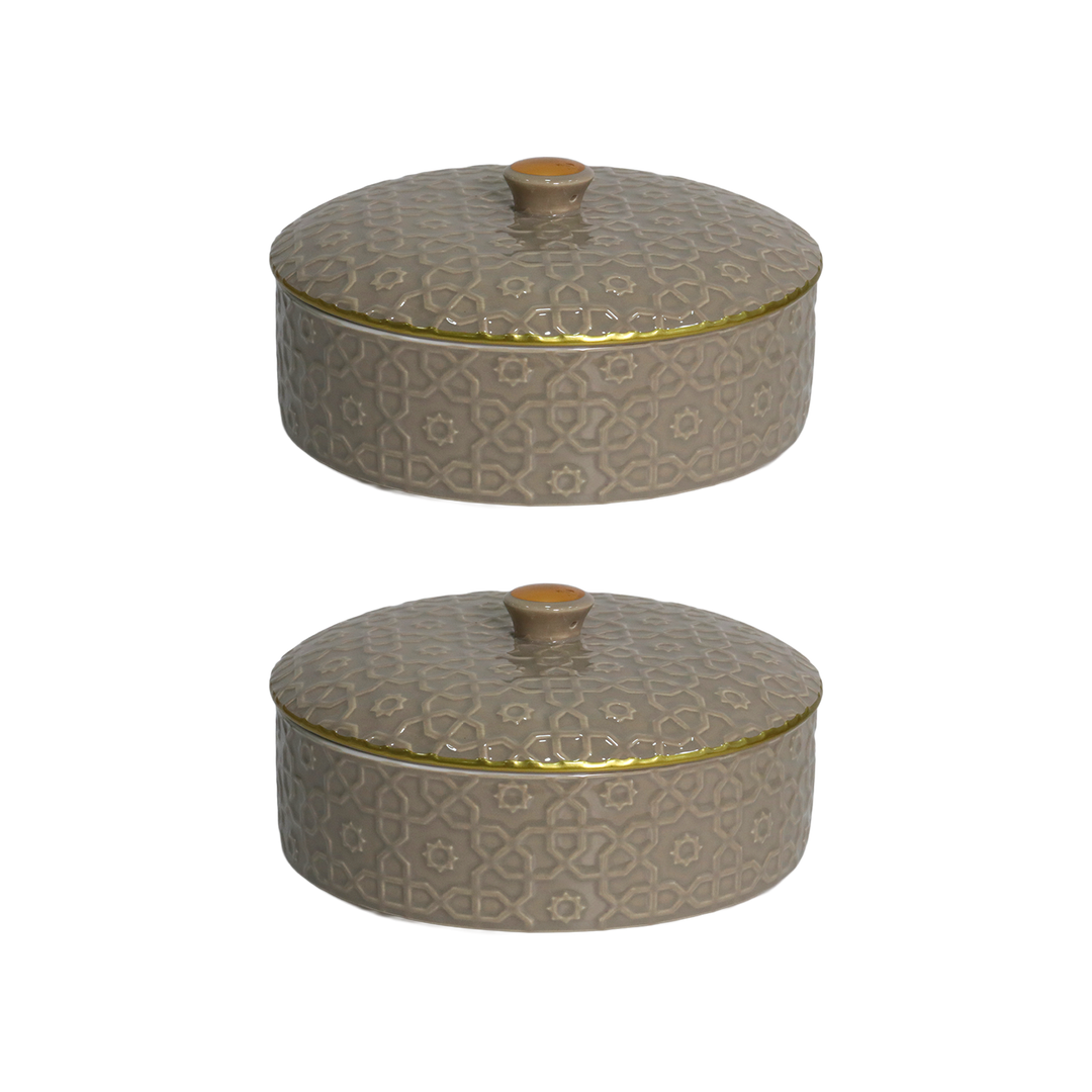 Set 2 Bonbonnières en Céramique 18cm Marron