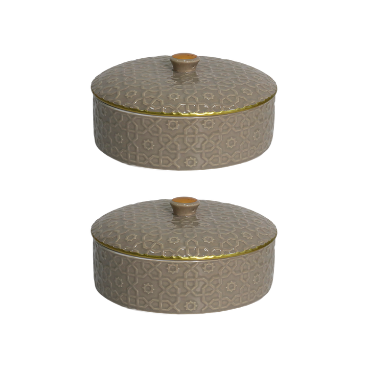 Set 2 Bonbonnières en Céramique 18cm Marron