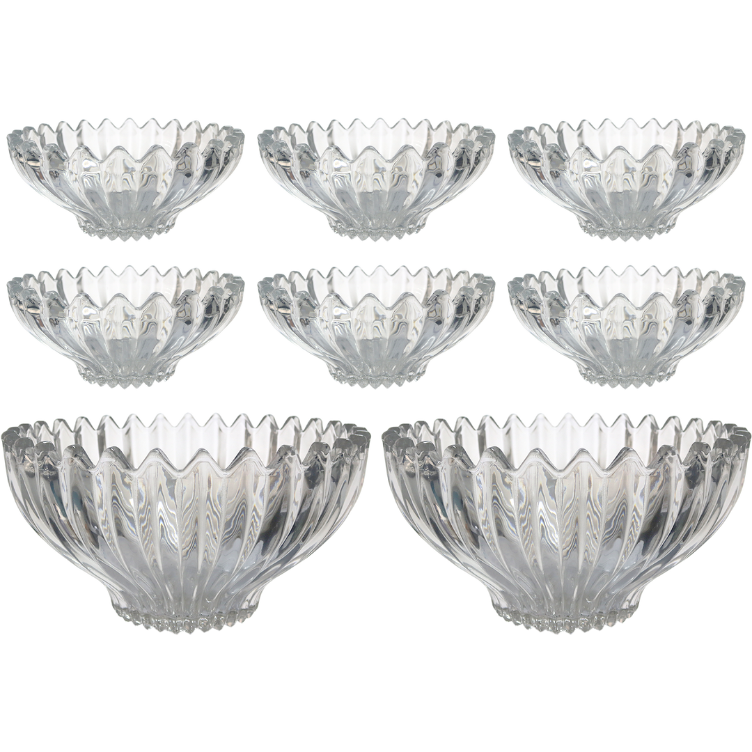 Set 2 saladiers 23cm + 6 bols en verre 14cm