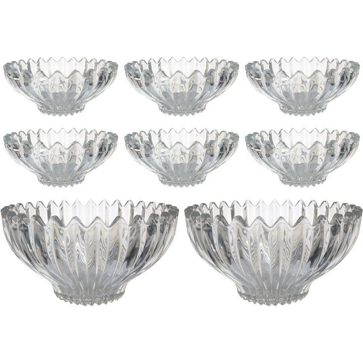 Set 2 saladiers 23cm + 6 bols en verre 14cm