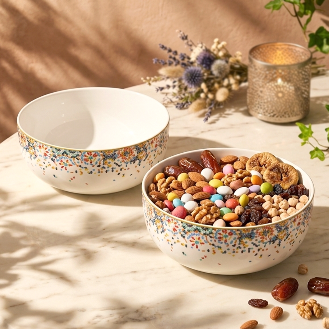 Set 2 saladiers en porcelaine 23cm Zellij