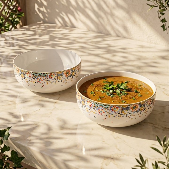 Set 2 saladiers en porcelaine 23cm Zellij