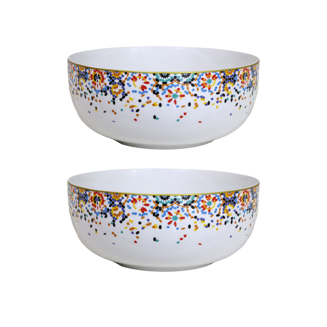 Set 2 saladiers en porcelaine 23cm Zellij