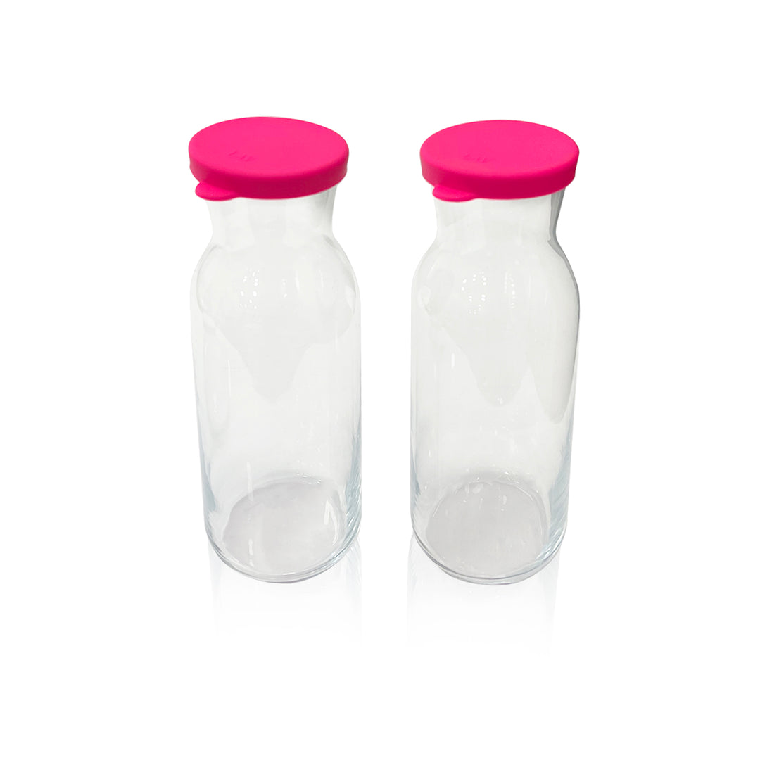 Set 2 carafes en verre avec couvercle en silicone 1,2L