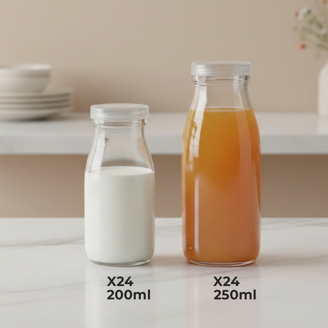 Set 24 bouteilles en verre 200ML + 24 bouteilles en verre 250ML