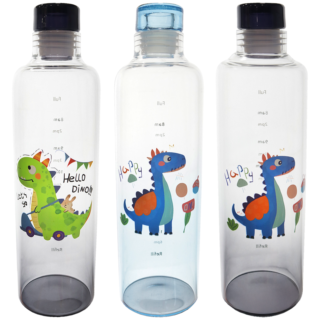Trio bouteilles en verre dinosaure 550ml