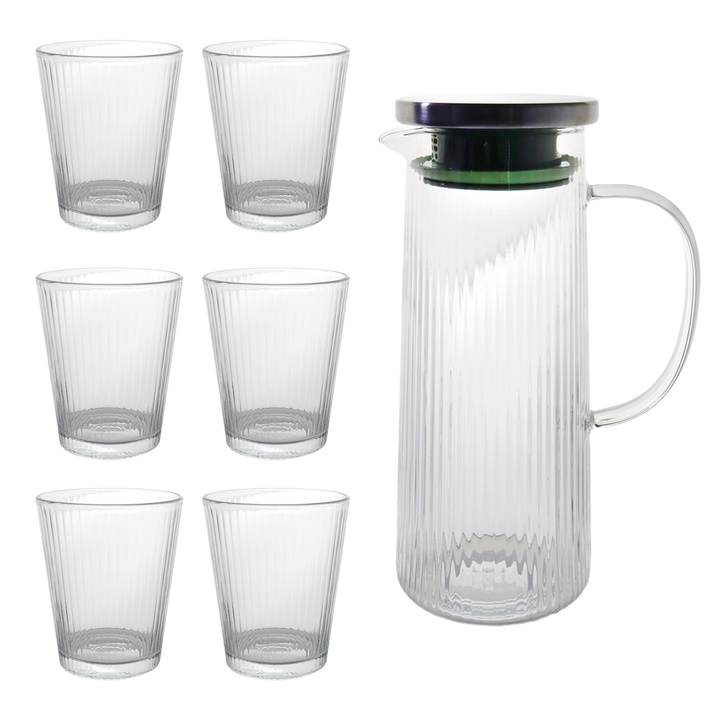 Carafe en verre 1,4L + 6 verres à jus 260ML