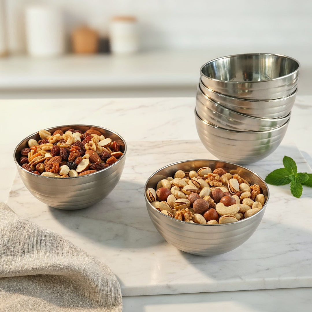 Set 6 bols en inox argenté 11,50x5,50cm