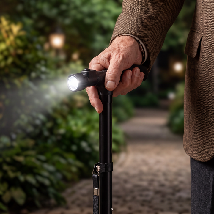 Canne Pliable en Métal avec Lampe LED