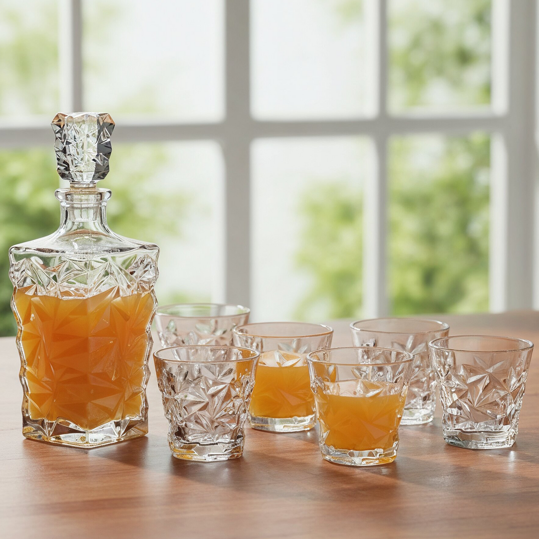 Carafe en verre 850ML + 6 verres à eau/jus 250ML