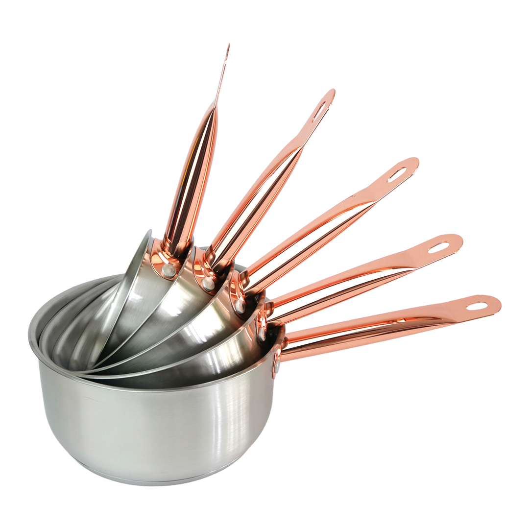 Set 5 casseroles en inox doré 12cm + 14cm + 16cm + 18cm