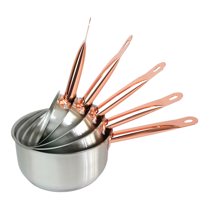 Set 5 casseroles en inox doré 12cm + 14cm + 16cm + 18cm