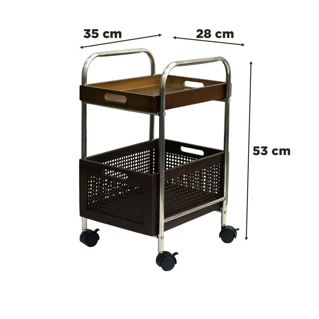 Chariot rectangulaire 2 niveaux 28x35x53cm