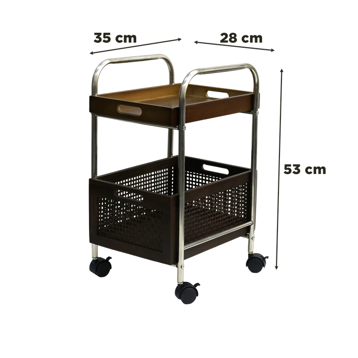 Chariot rectangulaire 2 niveaux 28x35x53cm